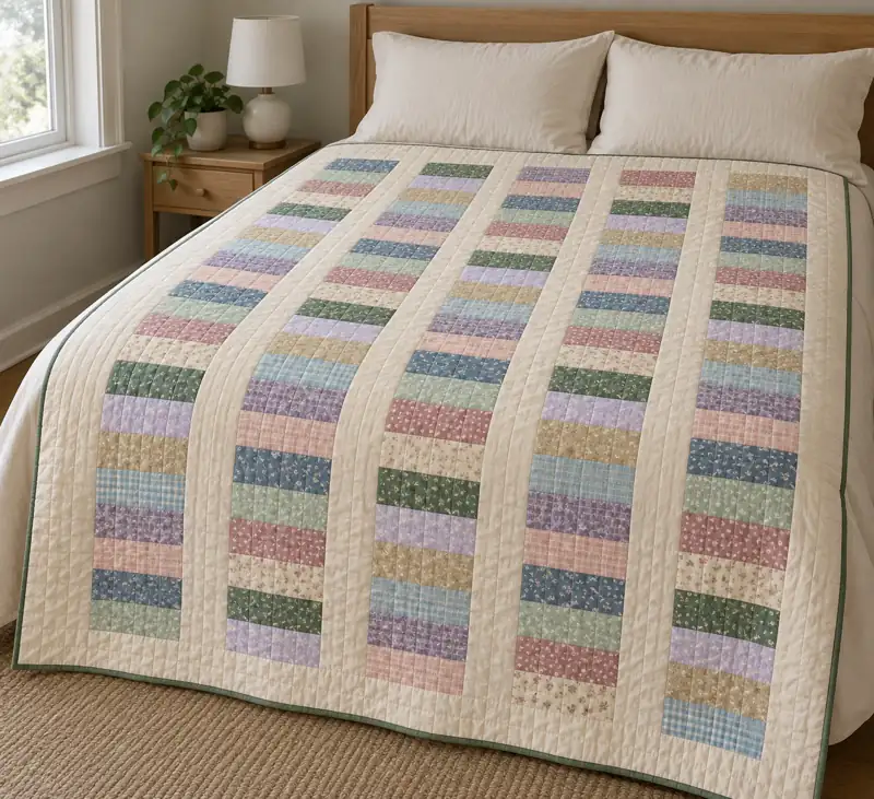 Design concept for Cottage Bloom Strip Quilt