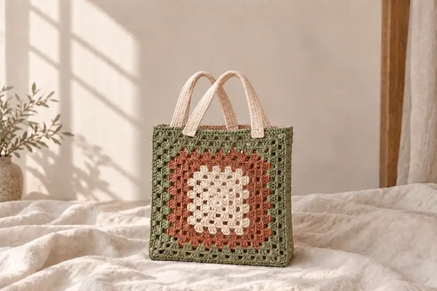 AI concept illustration for Autumn Frame Two-Panel Granny Tote